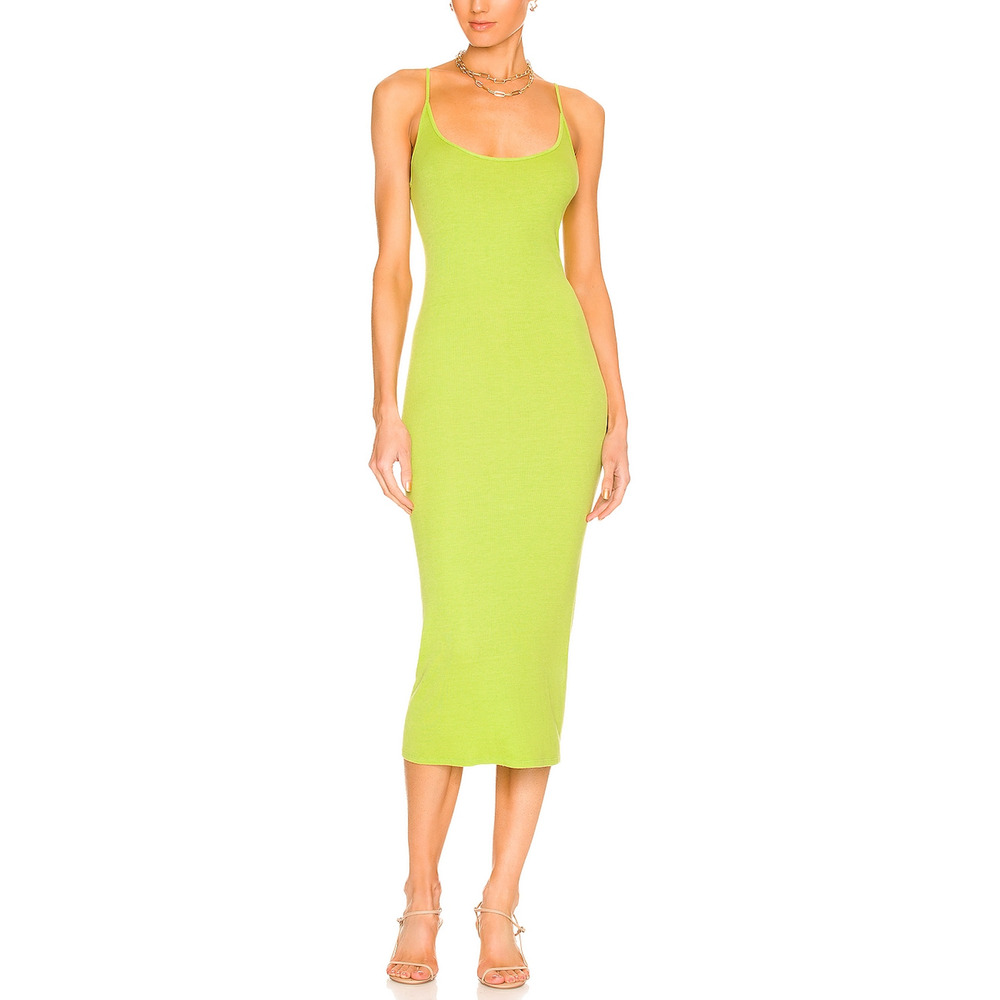Enza Costa Silk Knit Green Cotton Essential Dress Size M